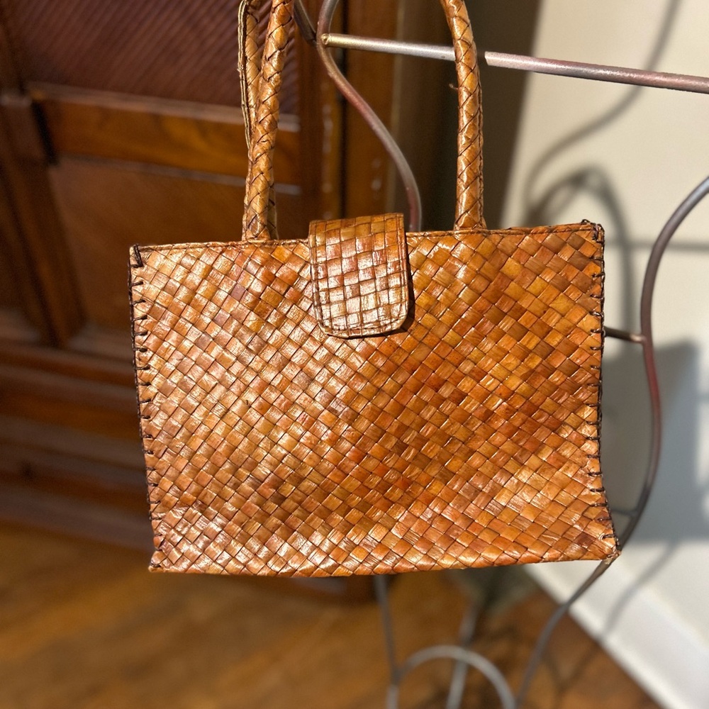 Chic Woven Brown Tote Bag